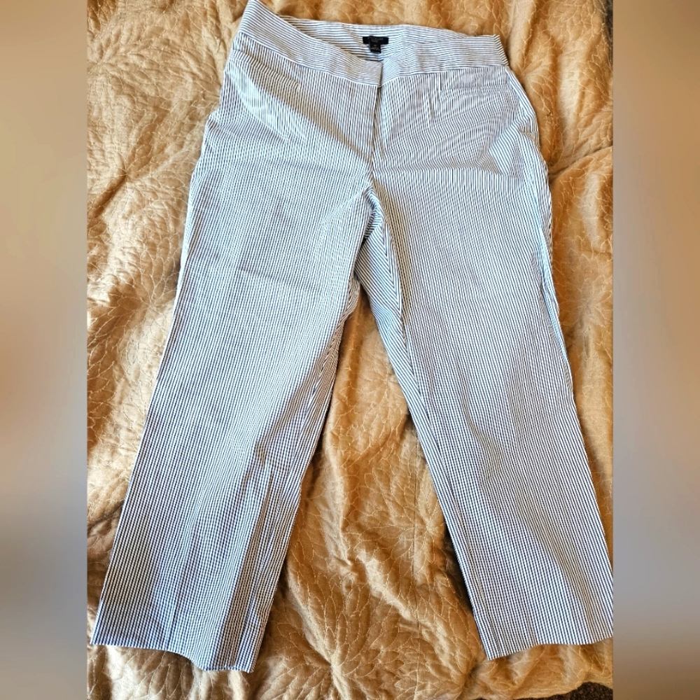Ann Taylor Black and White Striped Capri Pants